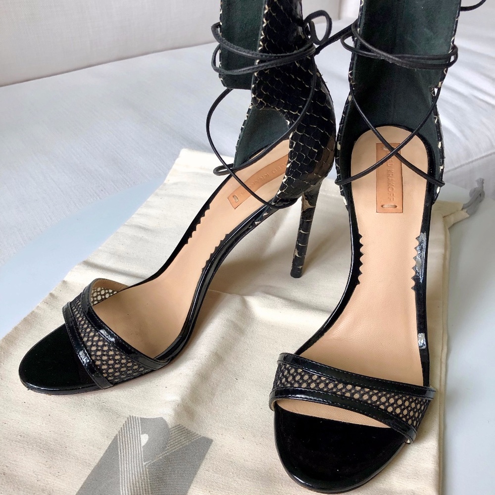 Reed Krakoff Natural Python Mesh Ankle-Tie Sandals - image 5